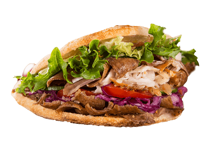 Klassischer Döner mit Rindfleisch und frischem Gemüse